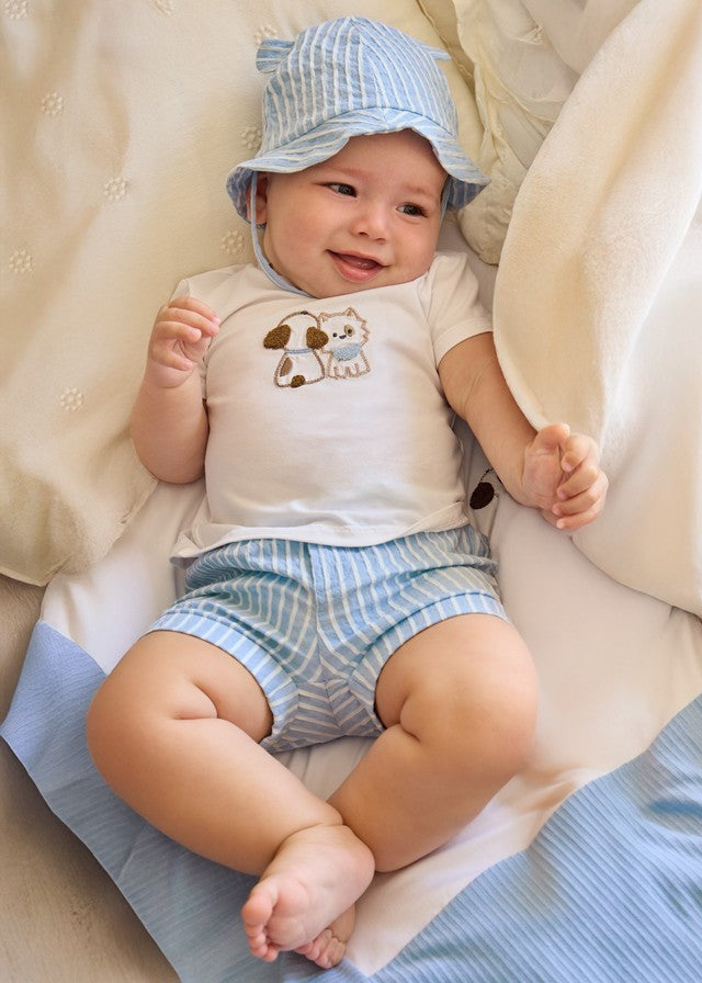 Mayoral Erkek Bebek Mavi Şapkalı Şort Set