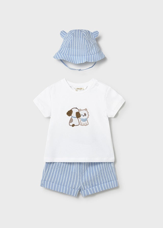 Mayoral Erkek Bebek Mavi Şapkalı Şort Set