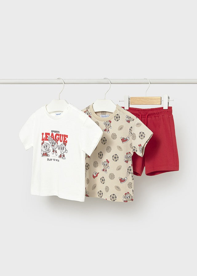 Mayoral Erkek Bebek Kırmızı 2 Tshirt ve Şort Set