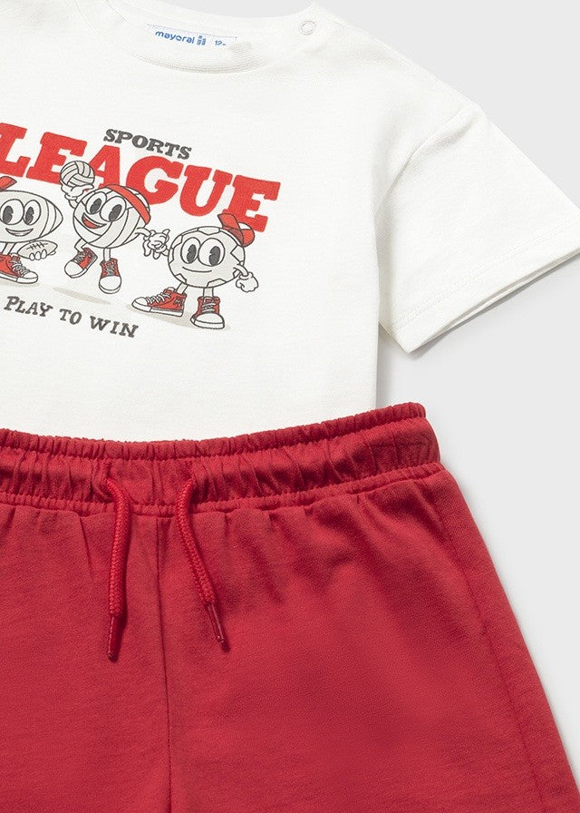 Mayoral Erkek Bebek Kırmızı 2 Tshirt ve Şort Set
