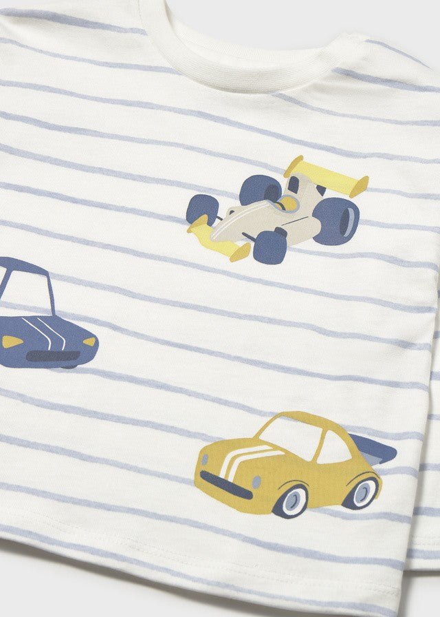 Mayoral Erkek Bebek Uzun Kollu Araba Detaylı Çizgili Tshirt