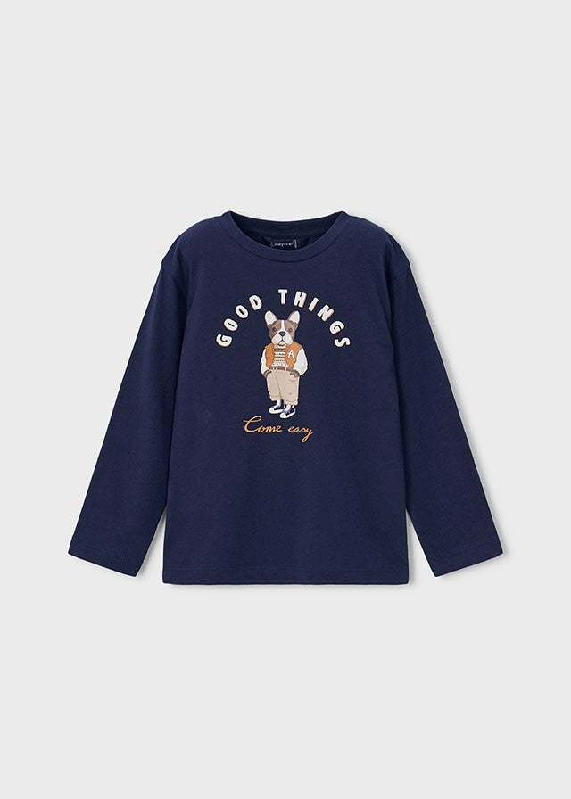 Mayoral Erkek Çocuk Lacivert Köpek Detaylı Uzun Kollu Tshirt