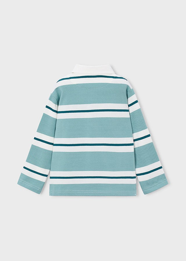 Mayoral Erkek Çocuk Mint Çizgili Polo Yaka Uzun Kol Tshirt