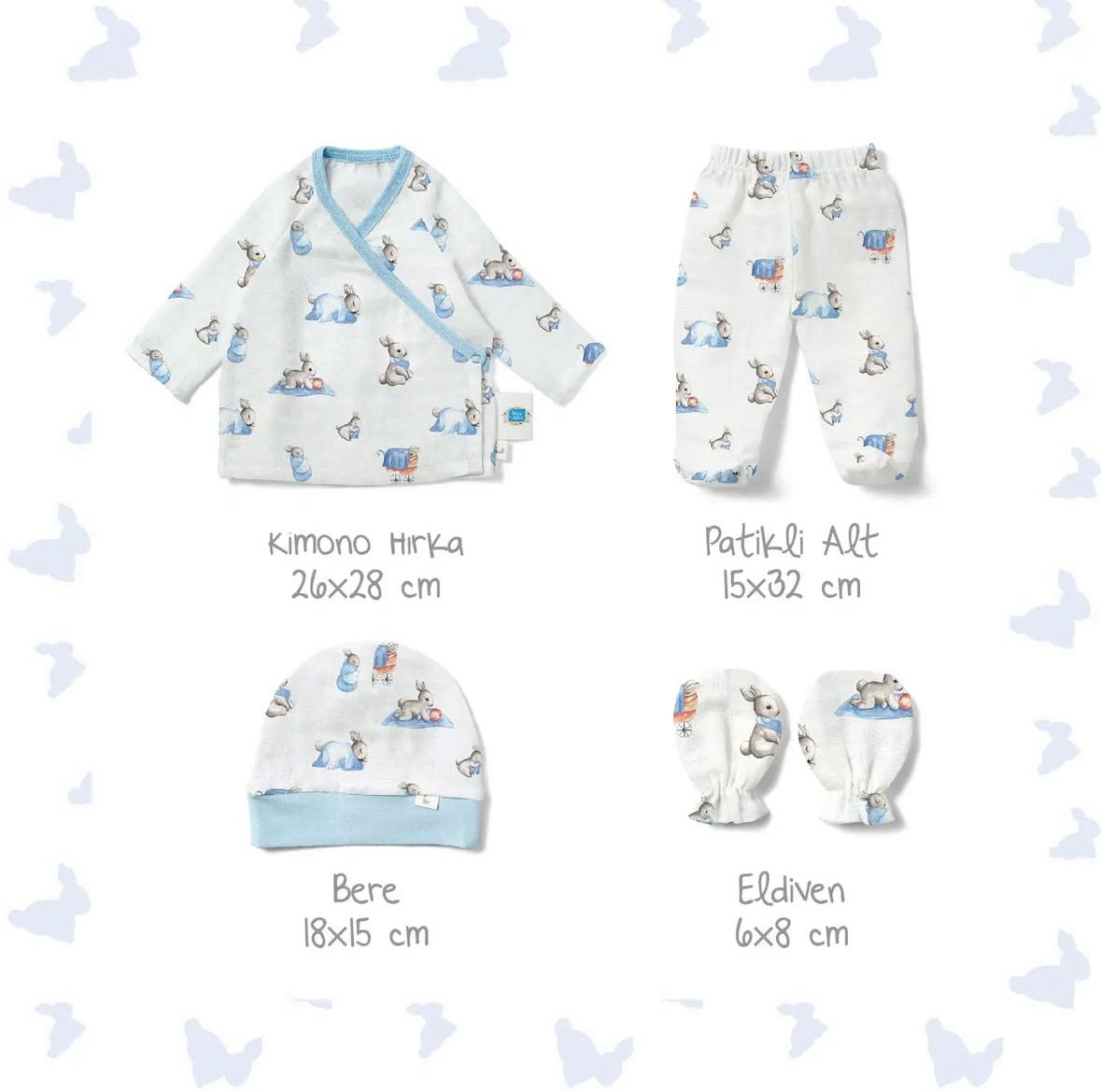 Yenidoğan Bebek Hastane Çıkış Seti 7 Parça - Bebe Lapin