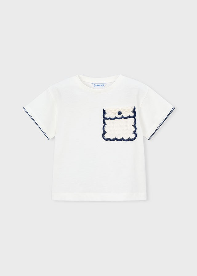 Mayoral Kız Çocuk Beyaz Kısa Kol Tshirt