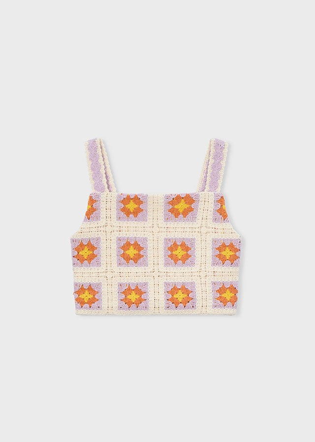 Mayoral Kız Çocuk Çiçek İşlemeli Crop Bluz