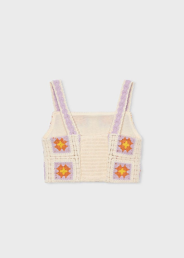 Mayoral Kız Çocuk Çiçek İşlemeli Crop Bluz