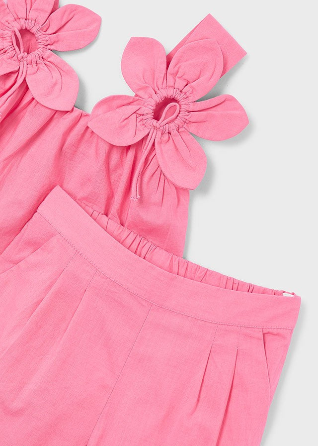 Mayoral Kız Çocuk Pembe Çiçek Detaylı Pantolon Set