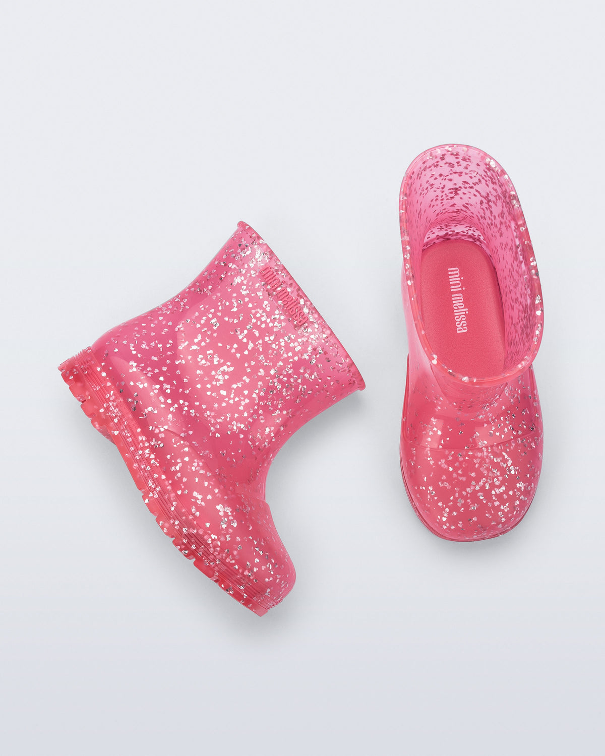 Mini Melissa Welly Shiny Elements Pembe Simli Şeffaf Kız Çocuk Yağmur Botu