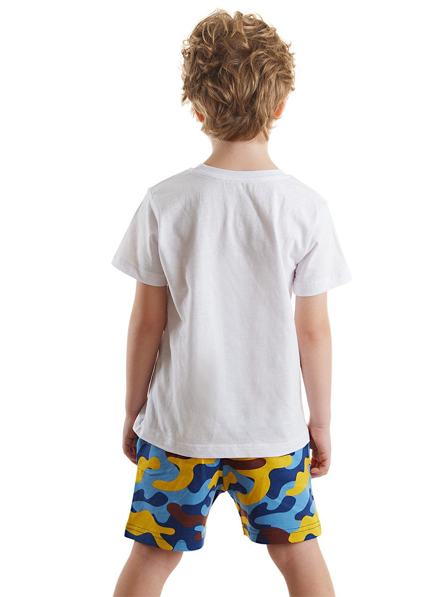 CFF-045 Dino Kazı T-shirt Kamuflaj Şort Takım