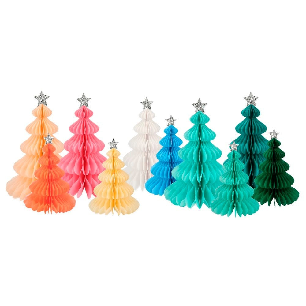 Meri Meri - Rainbow Forest Honeycomb Decorations - Renkli Orman Petekli Dekorlar - 10'lu