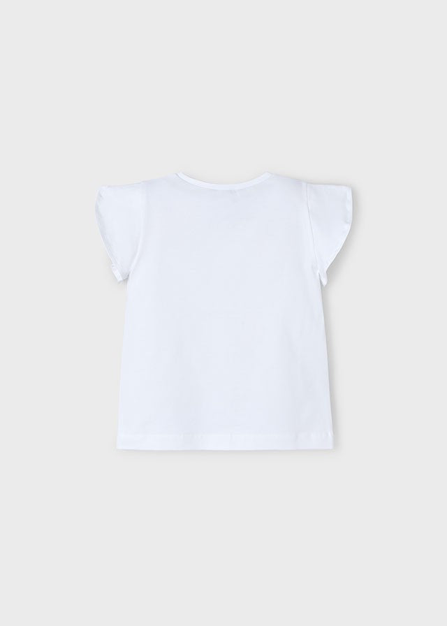 3004 Mayoral Kız Çocuk Beyaz Üzeri Desenli Tshirt