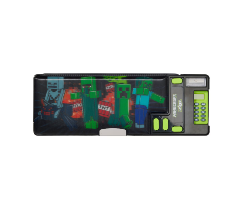 Smiggle Minecraft Pop Out Otomatik Kalem Kutusu-Hesap Makinası ve Gizli Bölmeli