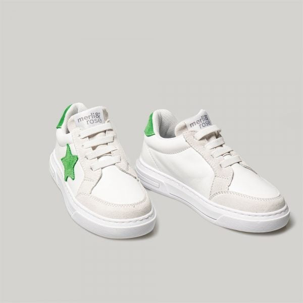 Merli&Rose Deri Star Sneaker Beyaz-Yeşil