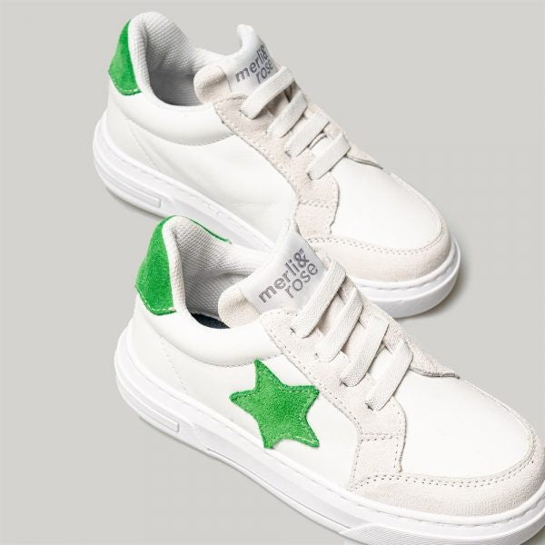 Merli&Rose Deri Star Sneaker Beyaz-Yeşil
