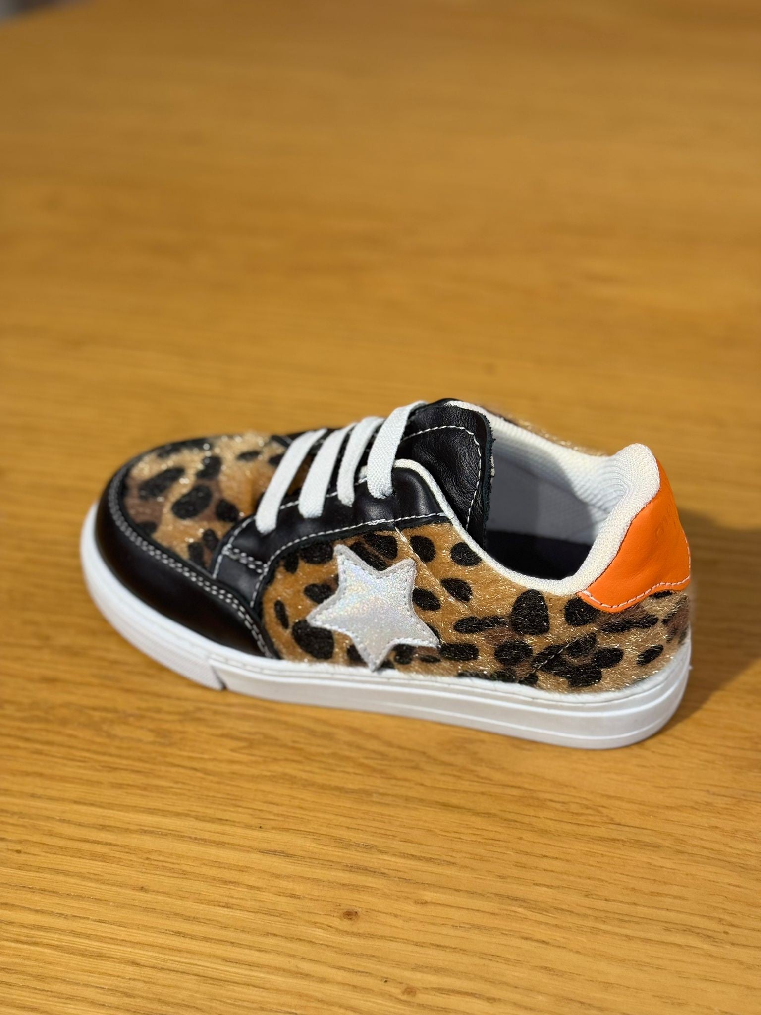 Merli&Rose Deri Star Sneaker Leopar-Turuncu