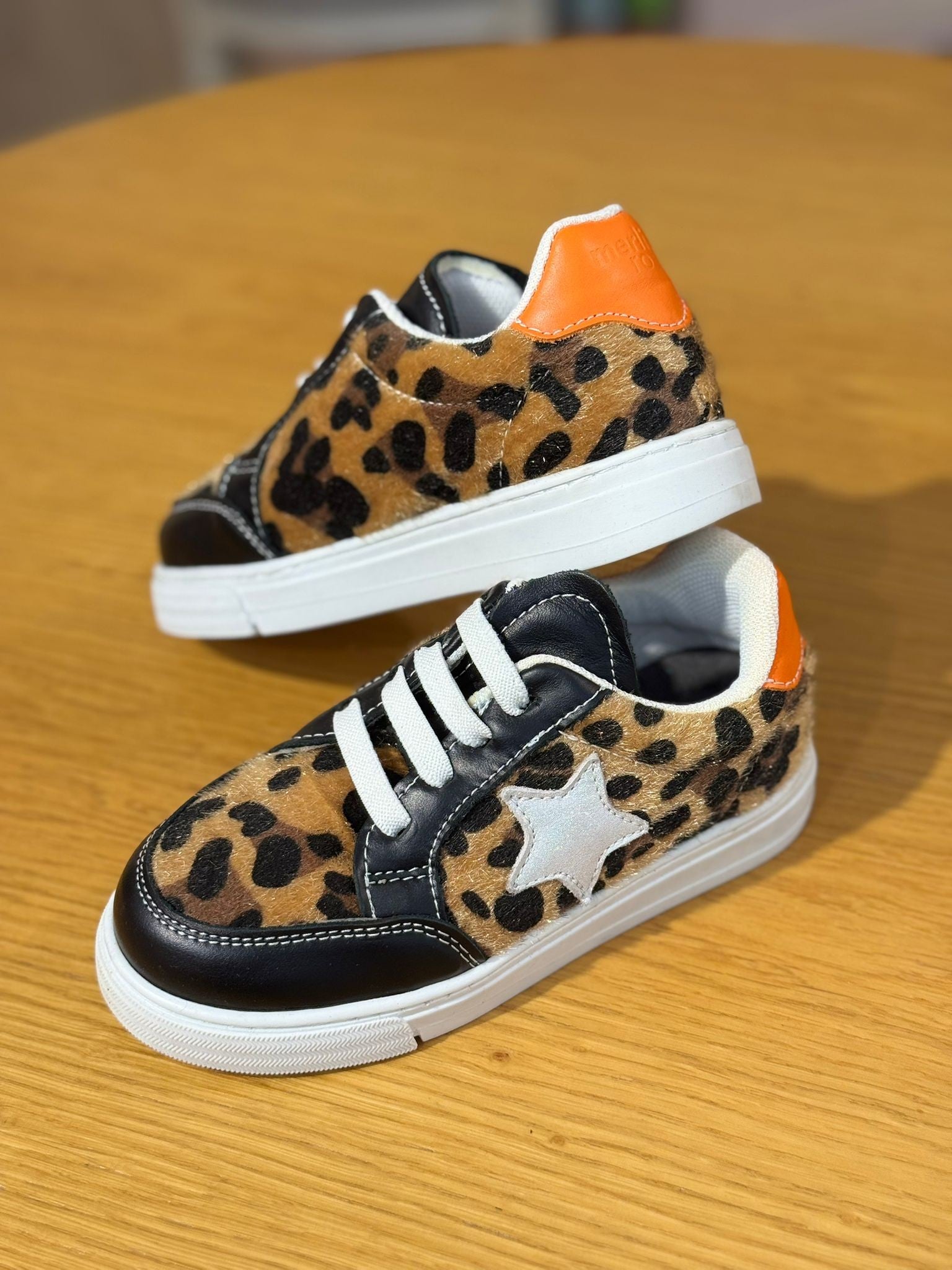 Merli&Rose Deri Star Sneaker Leopar-Turuncu
