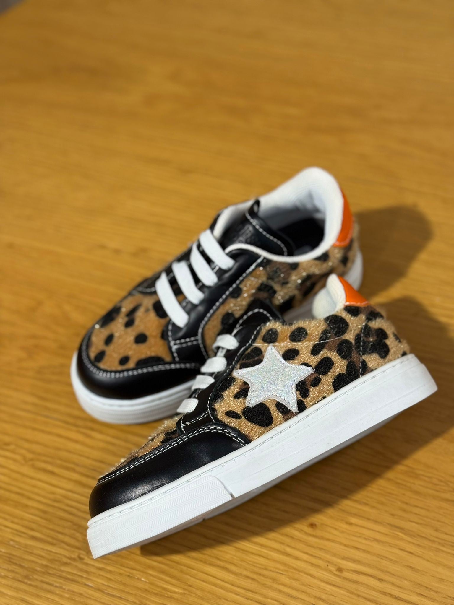 Merli&Rose Deri Star Sneaker Leopar-Turuncu