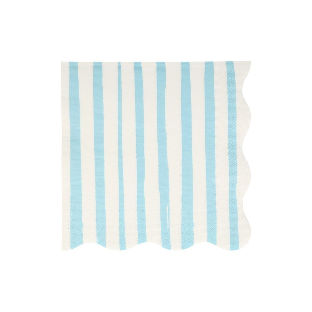 Meri Meri - Blue Stripe Napkins - Mavi Çizgili Peçete - L - 16'lı