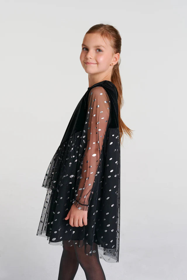 SheShe Kadife Şifon Karışımı Parti Elbisesi