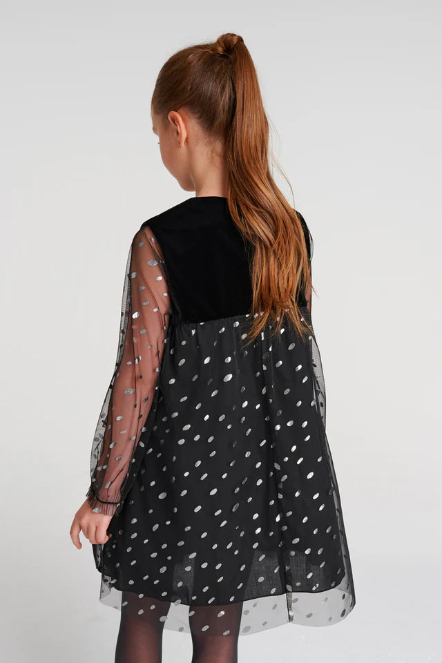 SheShe Kadife Şifon Karışımı Parti Elbisesi