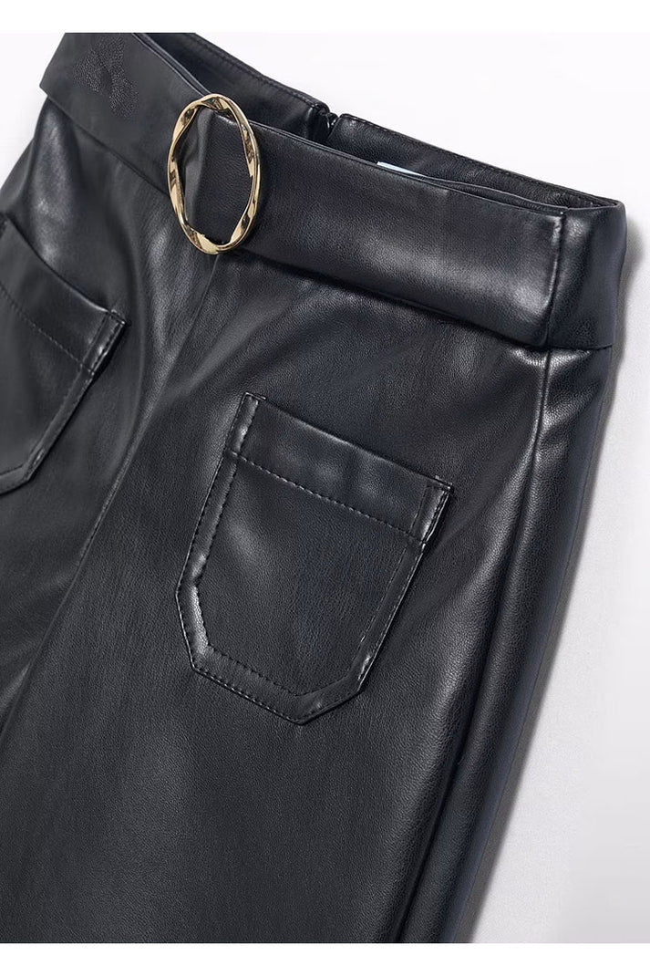 Abel&Lula Kız Çocuk Siyah Deri Pantolon