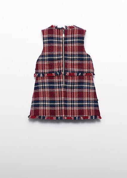 Abel&Lula Ekose Desenli Tulum Elbise Lacivert Kırmızı