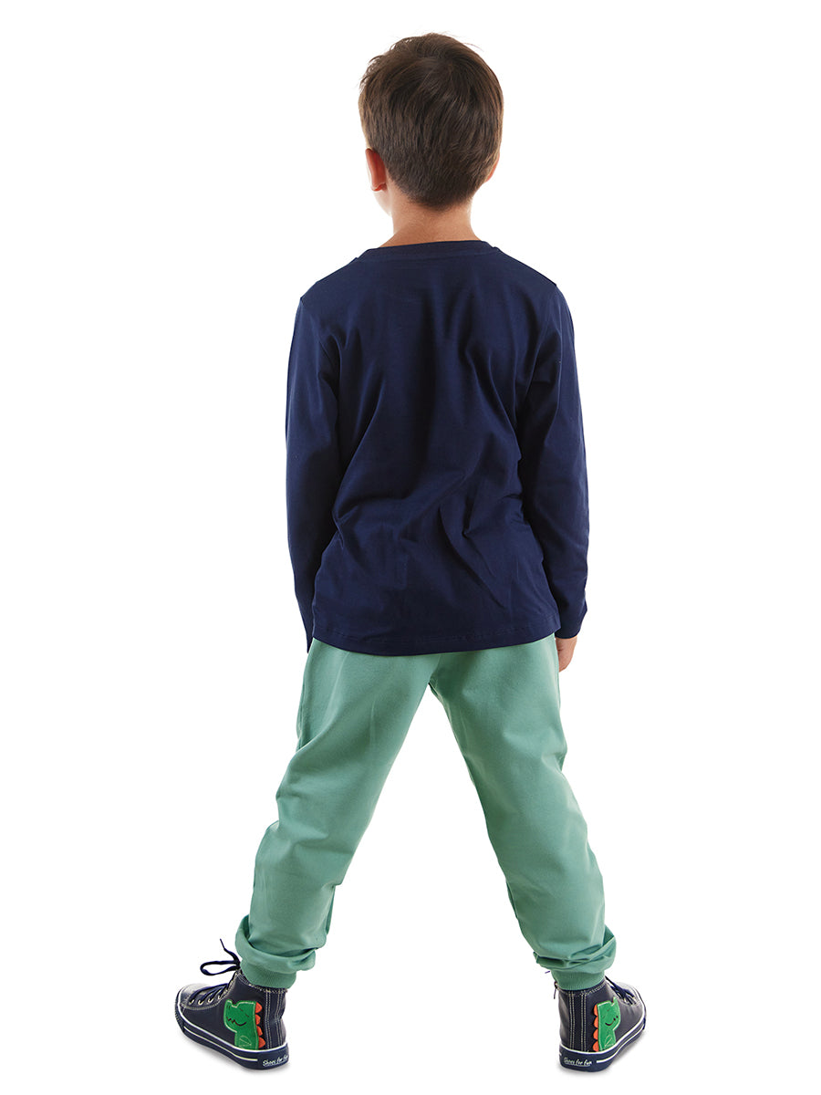 Denokids Dinozor Erkek Çocuk T-shirt Eşofman Altı Takım