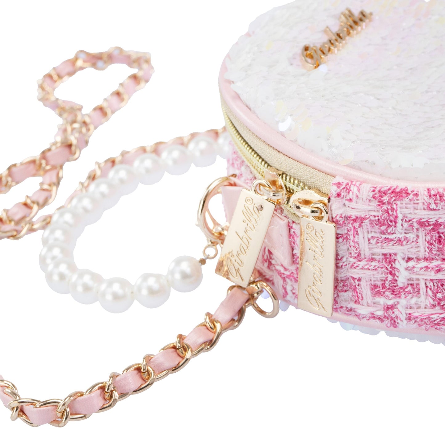 Girabrilla Açık Pembe Işıltılı Yuvarlak Kız Çocuk Omuz Çantası