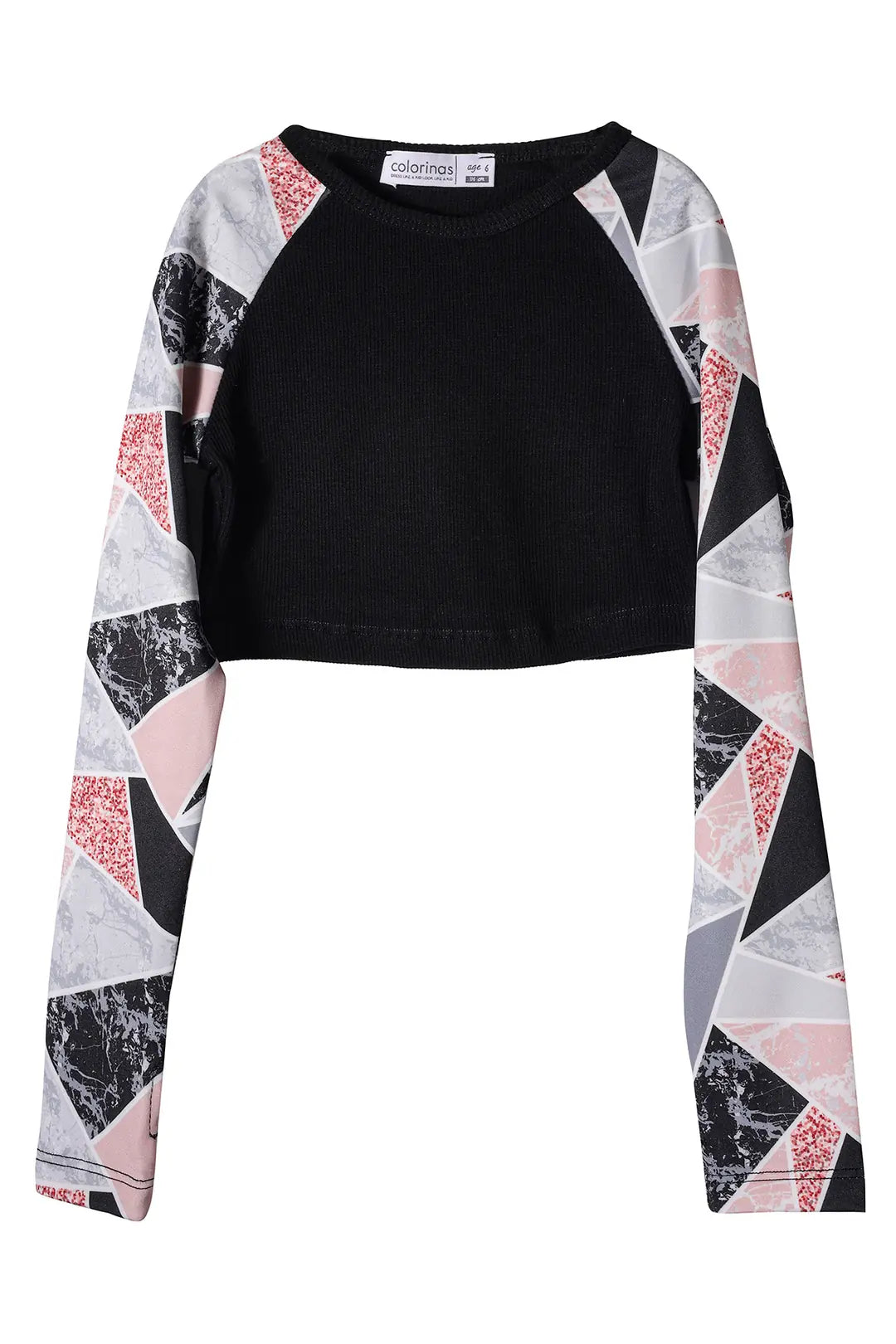Colorinas Tori Çiçek Desenli Uzun Kol Kız Çocuk Crop Sweatshirt