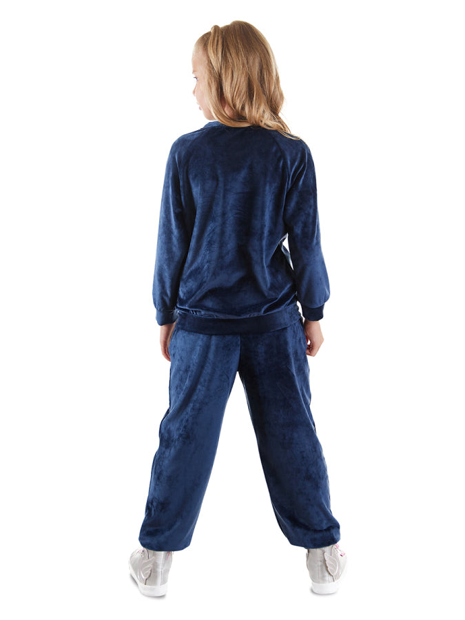 Denokids Lacivert Kadife Unicorn Kız Çocuk Eşofman Takım