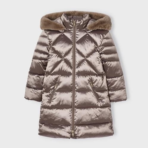 Mayoral Uzun Mont Kahverengi Parlak Kapüşonlu