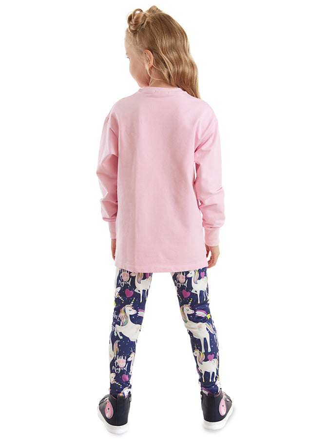 Denokids Unicorn Kız Çocuk Sweatshirt Tayt Takım