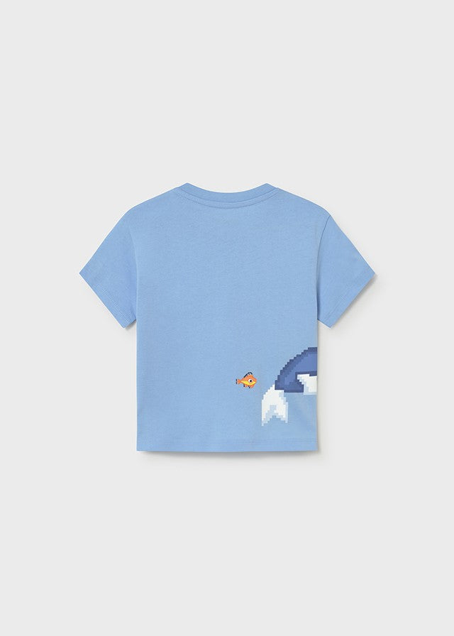 Mayoral Erkek Bebek Balık Detaylı Mavi Kısa Kol Tshirt