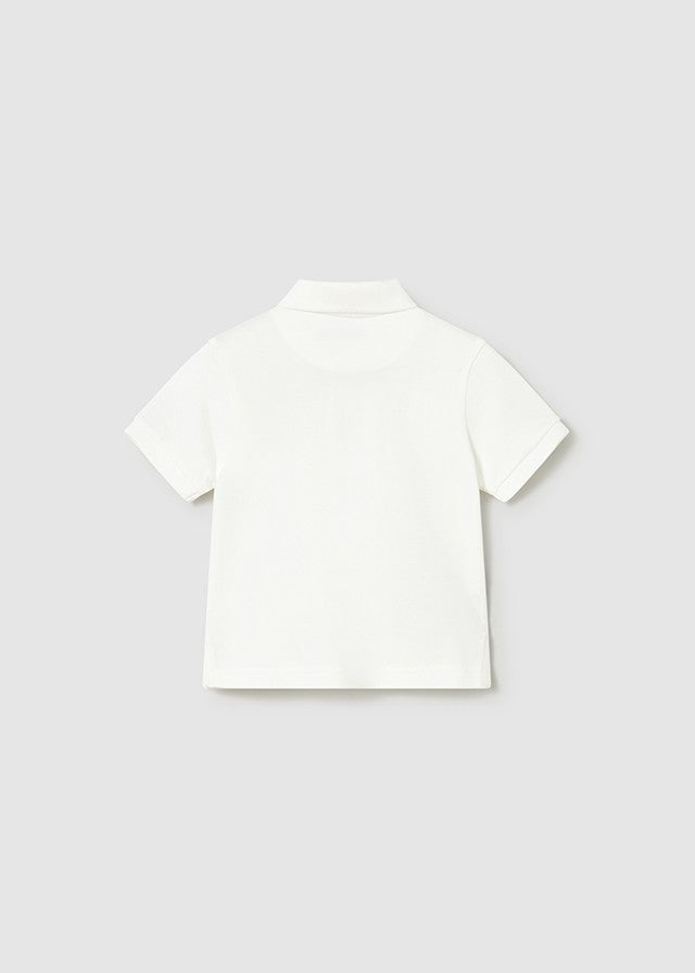 Mayoral Erkek Bebek Beyaz Polo Yaka Zürafa Detaylı Tshirt
