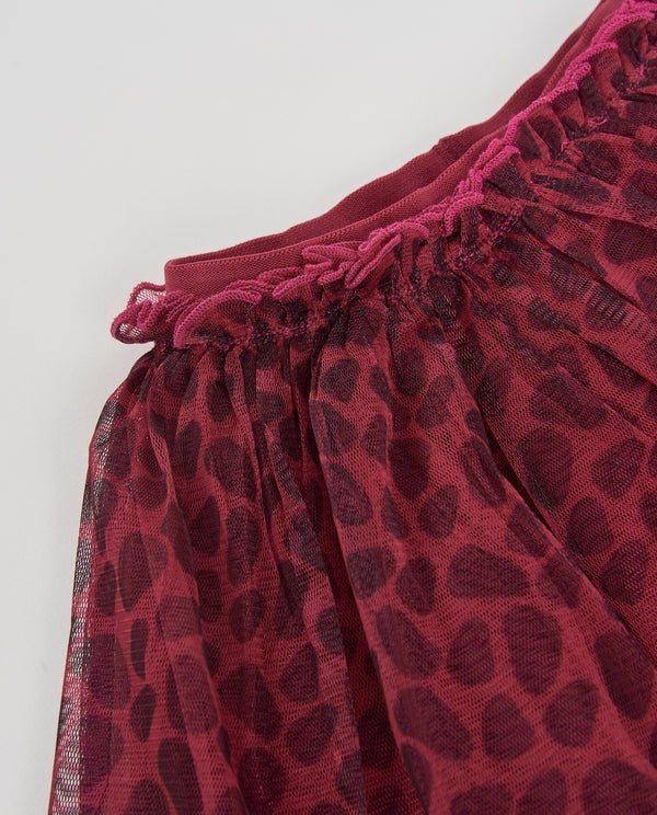 Tuc Tuc Kız Çocuk Bordo Leopar Desenli Tül Etek