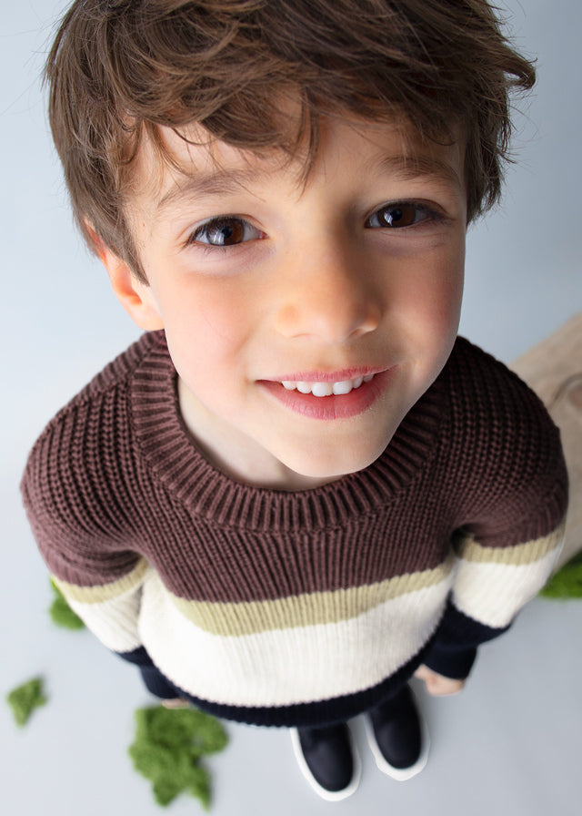 Mayoral Kazak Bordo Krem Renkli Çizgili