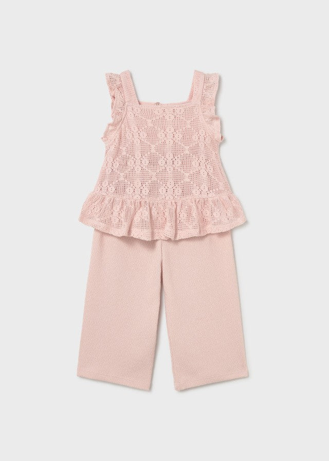 Mayoral Kız Bebek Pembe Güpürlü Pantolon Set
