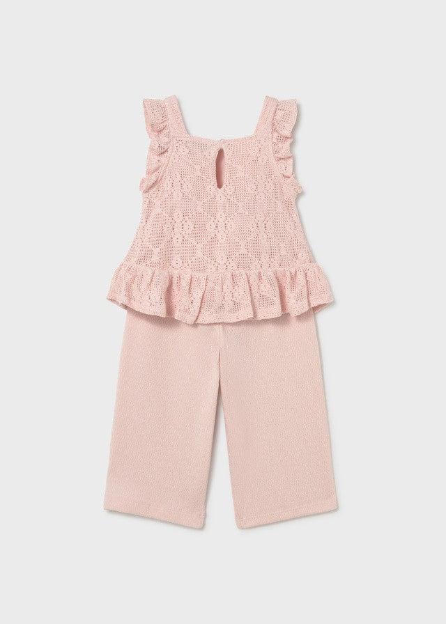 Mayoral Kız Bebek Pembe Güpürlü Pantolon Set