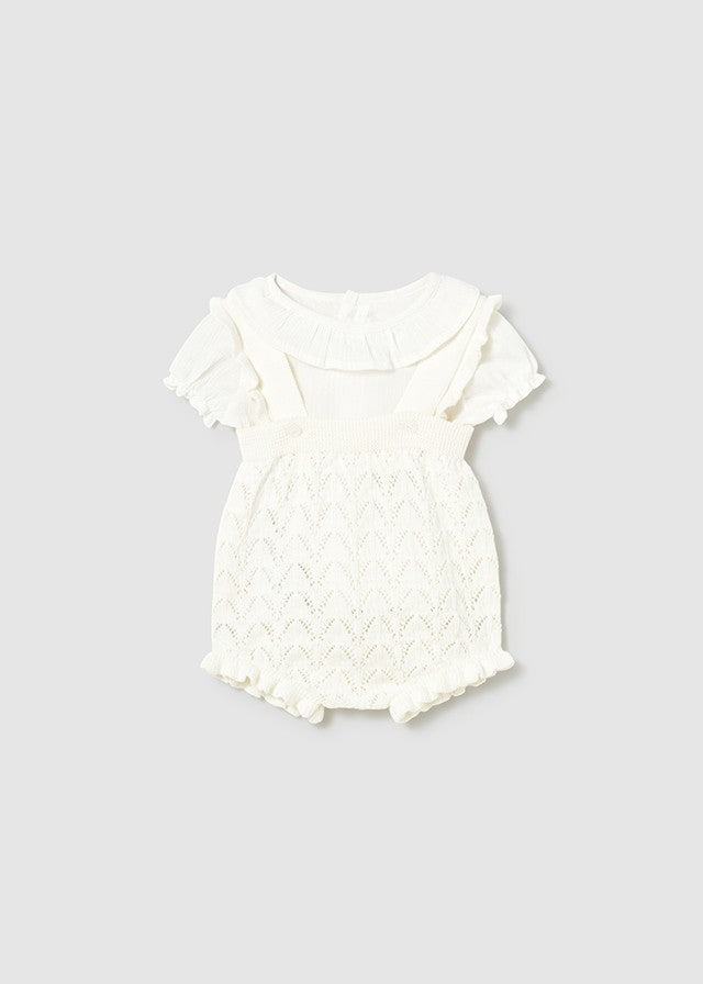 Mayoral Kız Bebek Krem Örme Tulum Set