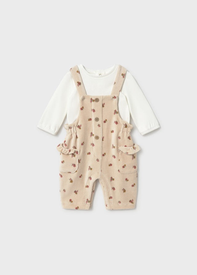 Mayoral Kız Bebek Pembe Çiçekli Salopet Set