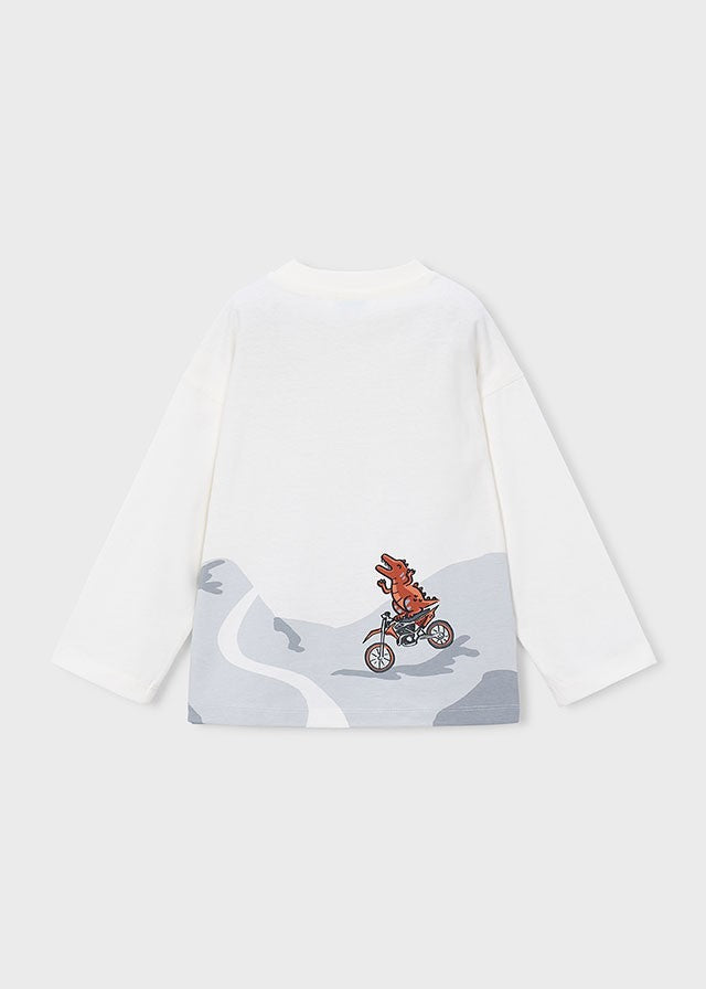 Mayoral Erkek Çocuk Krem Dinazor Detaylı Uzun Kollu Tshirt