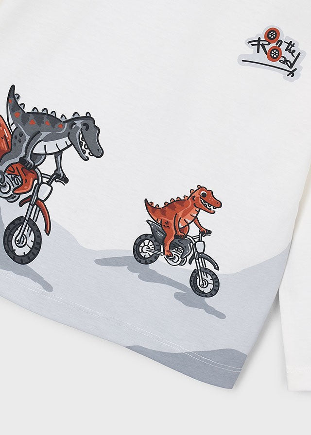 Mayoral Erkek Çocuk Krem Dinazor Detaylı Uzun Kollu Tshirt