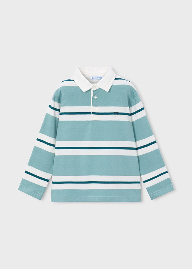 Mayoral Erkek Çocuk Mint Çizgili Polo Yaka Uzun Kol Tshirt