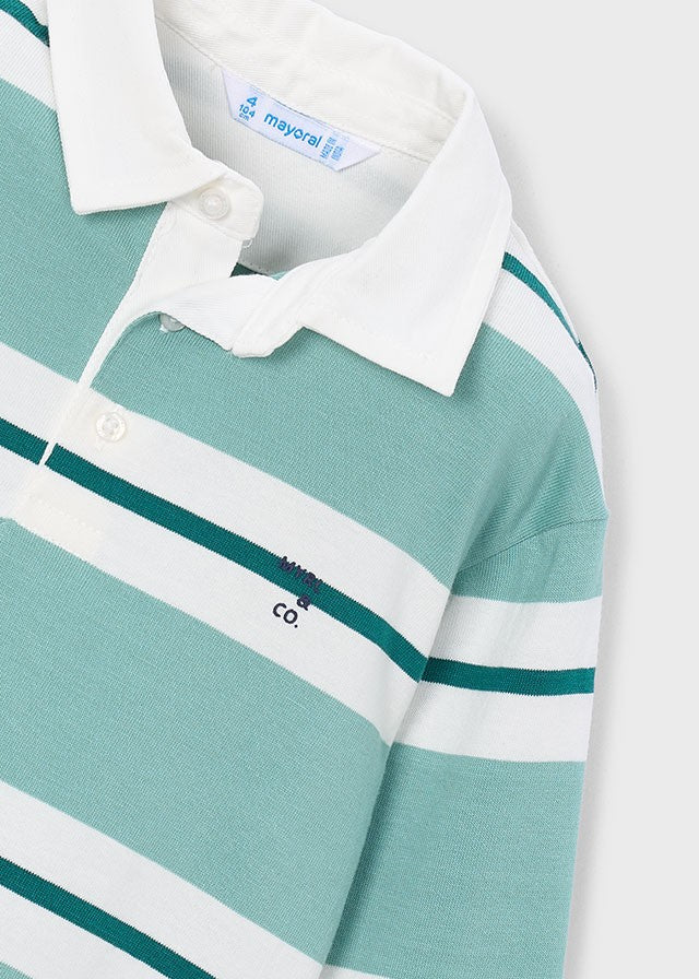 Mayoral Erkek Çocuk Mint Çizgili Polo Yaka Uzun Kol Tshirt