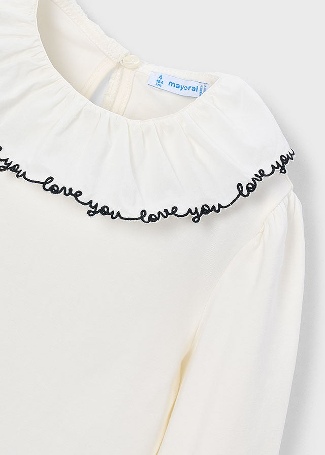 Mayoral Kız Çocuk Yakası Fırfırlı Uzun Kol Tshirt