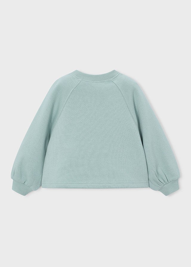Mayoral Kız Çocuk Mint Çiçek Detaylı Sweatshirt
