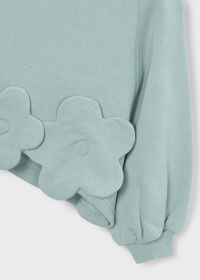 Mayoral Kız Çocuk Mint Çiçek Detaylı Sweatshirt
