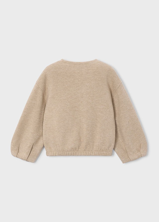 Mayoral Kız Çocuk Bej Köpek Detaylı Sweatshirt