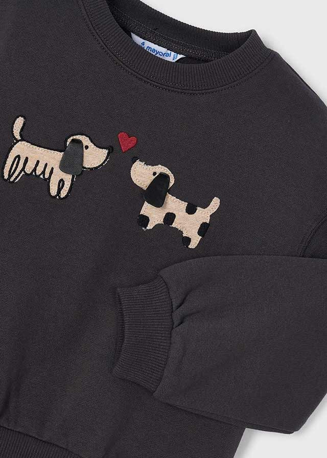 Mayoral Kız Çocuk Siyah Köpek Detaylı Sweatshirt
